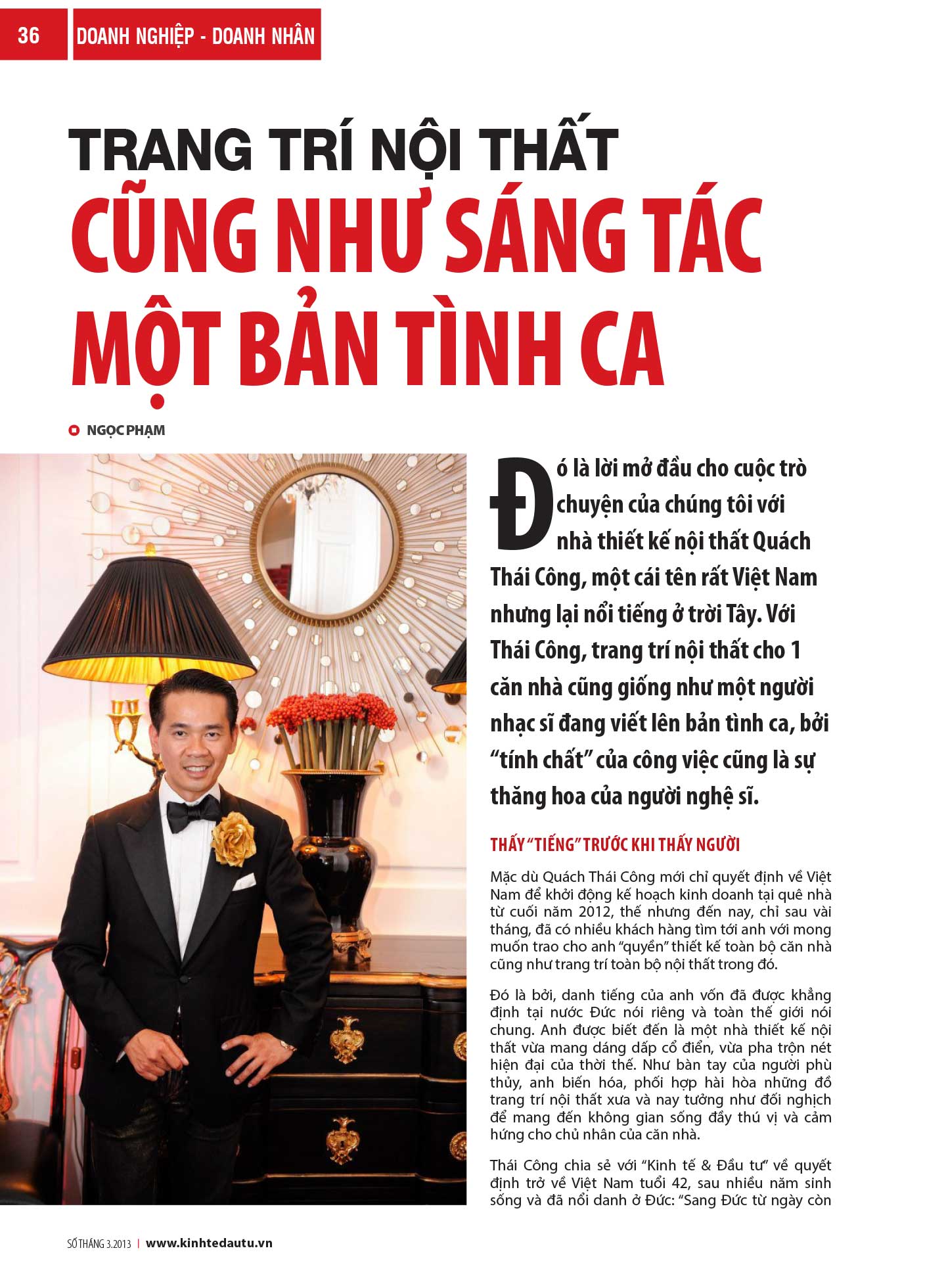Trang trí nội thất cũng như sáng tác một bản tình ca