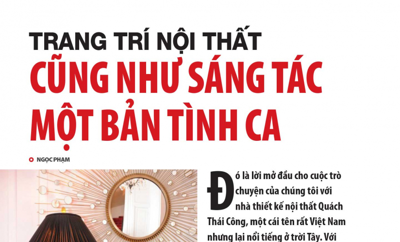 Trang trí nội thất cũng như sáng tác một bản tình ca